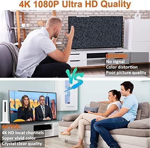 Froylot Amplified HD אנטנת טלוויזיה 300 מייל דיגיטלית פנימית וחיצונית, אנטנת טלוויזיה ניידת עם מגבר אות חכם מתג