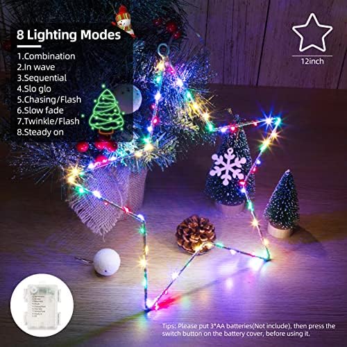 אורות כוכבים של חלון חג המולד של ליטאקה, 5 חבילות המופעלות על סוללות אורות חג המולד קישוטי טיימר ומרוחק, 8 מצבי