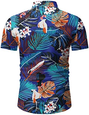חולצות הוואי של UBST לגברים, כפתור שרוול קצר בקיץ למטה הדפס פרחוני טרופי דק חולצה מזדמנת חולצה