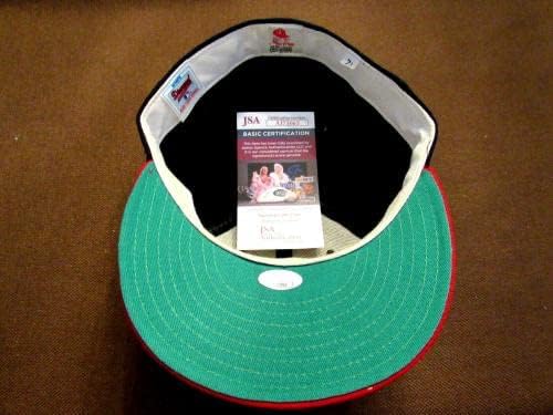 נולן ראיין קליפורניה מלאכים HOF STAT חתום אוטומטי חדש עידן פרו כובע כובע כובע JSA - כדורי חתימה