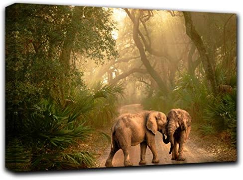 פילים ביערות גשם קיר אמנות תפאורה תמונה ציור פוסטר הדפסה על בד פנלים חתיכות-טבע נושא קיר קישוט סט-ויילד טבע