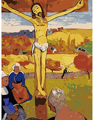 שטח דקו צבע לא ממוסגר לפי סט מספר - המשיח הצהוב - פול גוגוין - קיר קיר קיר קישוט קנבס ציור 40 x 50 סמ / 16