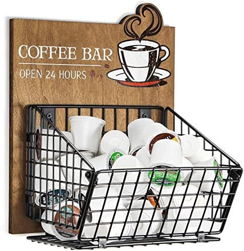 קפה תרמיל מחזיק קיר הר כוס אחסון ארגונית עבור כוס אספרסו כמוסה, קפה בר סימן פתוח 24 שעות עבור קפה תחנת
