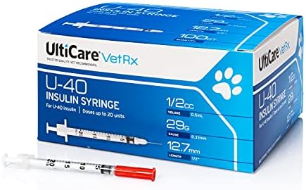 Ulticare VETRX U-40 מזרקי אינסולין לחיות מחמד, מינון נוח ומדויק של אינסולין לחיות מחמד, התואם לכל אינסולין