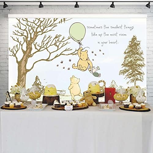 קלאסי דוב תינוק מקלחת רקע סירוס מין ירוק בלון דוב רקע דוב וחברים נושא באנר עבור עוגת שולחן 5 * 3