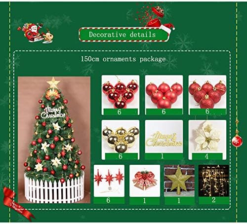 עץ חג המולד המלאכותי של Caixin מעוצב מראש, עץ חג המולד של קלים מראש מראש, עץ חג המולד של אורות מיתר LED, קישודים-ירוקים