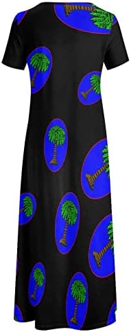 דרום קרוליינה יאן דגל נשים של קצר שרוול שמלה עגול צוואר מקסי שמלה מזדמן ארוך שמלות קיצית