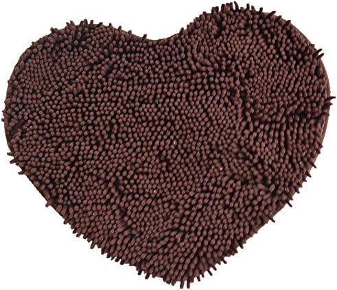 טאנגפן טאונהאוס לב אמבט שטיחים לוקסוס מיקרופייבר שניל החלקה מחצלת צבע חום 50 סמ על ידי 60 סמ