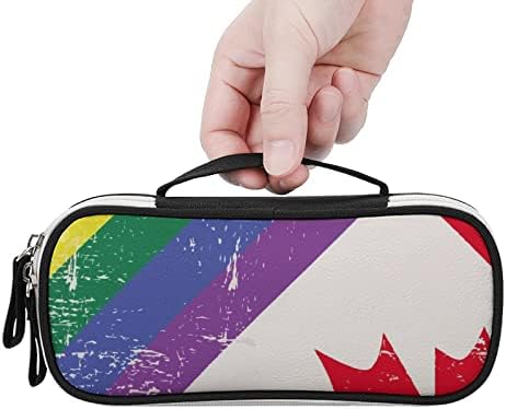 דגל להטבים הומוסקסואלי עם דגל קנדה דגל פו עור עפר עט מארגן מארגן איפור נסיעות תיק ניידים נייד