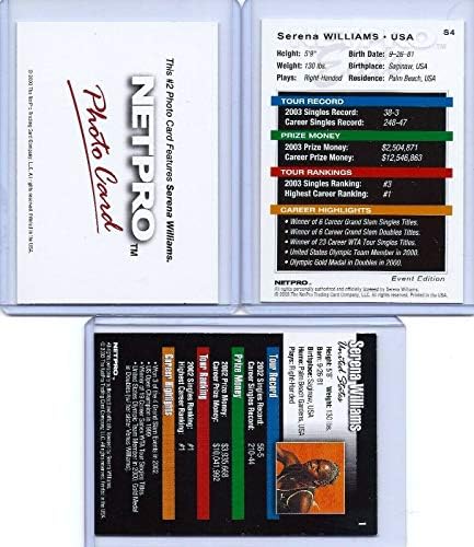 3 סרינה וויליאמס 2003 NetPro 1 הדפיס אי פעם 3 טירונים בכרטיס!