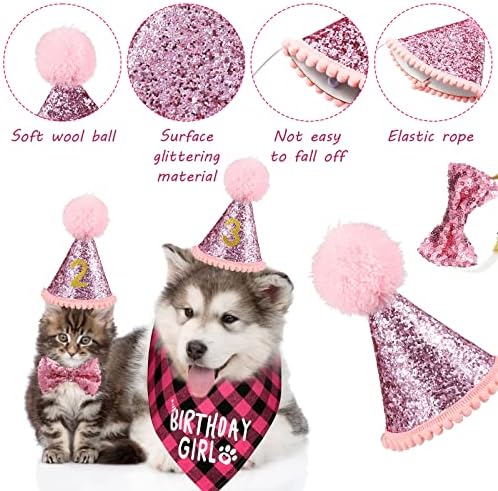 מסיבת יום הולדת לכלב אספקת יום הולדת ילד ילדה עוגת בנדנה משולש בצעקים חולצת בגדים כובע כלב חמוד צווארון עניבת