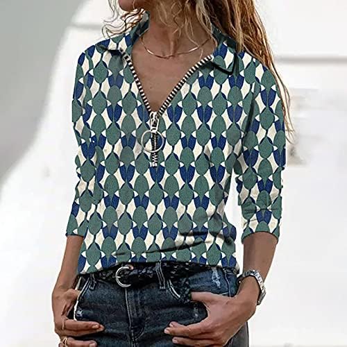 צמרות טוניקת קיץ של נשים הדפס פרחוני V כפתור חולצות צוואר