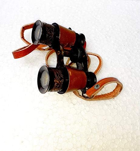 גנגה ימי 4 אינץ 'סגנון פרימיטיבי סגנון עתיק משקפת פליז עם כיסוי בטיחות עור שהופכים אותו לטלסקופ מתנות וינטג'