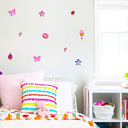 מדבקות קיר של דרקור ג'וג'ו לבנות אביב עיצוב חדר שינה נשלף גלידה ורודה נשלפת מדבקות סופגניות תות לחדר ילדים