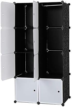 מארגן קוביית Mengk8 ערימה מדפי אחסון קוביית פלסטיק עיצוב ארון ארון מודולרי רב -פונקציונלי עם דלתות לבנות