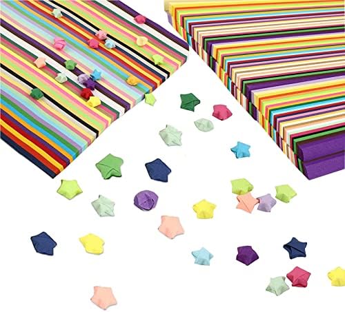 נייר אוריגמי, 5940 גיליונות סט כפולים של ניירות כוכבים אוריגמי, 27 צבעים ערכת ילדים נייר אוריגמי לכוכבי מזל מתקפלים,