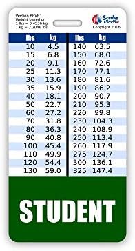 תג סטודנט באדי אנכי עם תרשימי המרה לגובה ומשקל
