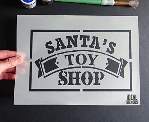 סטנסיל סימן חנות הצעצועים של סנטה / סטנסיל מלאכת אמנות חג המולד-קישוט וציור כלי עשה זאת בעצמך - לשימוש חוזר-צבע