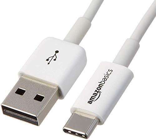 יסודות אמזון USB Type-C ל- USB-A 2.0 כבל מטען זכר, 6 רגל, לבן ו- USB סוג C ל- USB Type-C 2.0