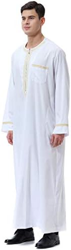 בגדים מוסלמים של גברים עמידים קפטן חלוק דובאי שמלה ארוכה בגדים אתניים, חלוק רך של 1 pc