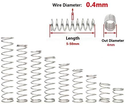 החלף קפיץ קפיצי 3D מדפסת מזין אביזר קפיץ חוט קפיץ DIA 0.4 ממ חיצוני DIA 4 ממ אורך 5 ממ -50