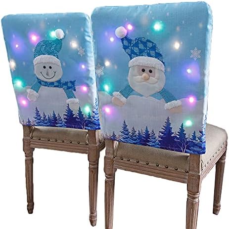 מתנות דקורטיביות נהדרות לחג המולד, כיסאות כיסא לחג המולד של 2 חבילות, כיסויי כיסא של סנטה קלאוס עם