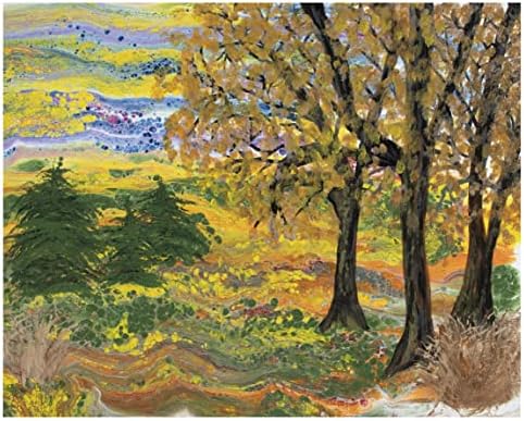 יצירות אמנות מקוריות בצבע נוזל אקרילי על בד-16 איקס 20 - סתיו ביער