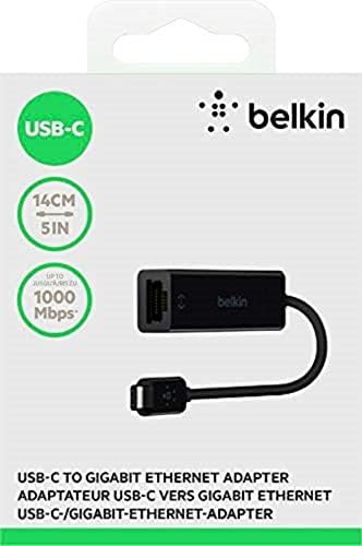מתאם Belkin USB C ל- Ethernet - יציאת Gigabit Ethernet תואמת למכשירי USB C - USB C ל- Ethernet כבל עבור MacBook