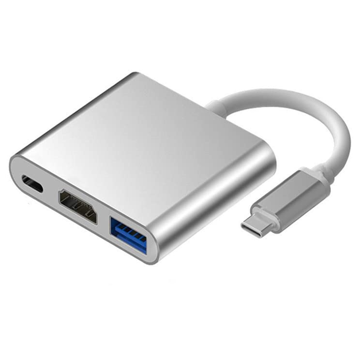 מתאם USB C ל- HDMI, 3-in-1 USB-C/Type C ל- HDMI 4K ממיר וידאו, USB C Hub עם יציאת USB 3.0 Port/USBC יציאת