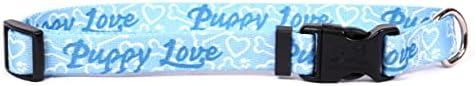 צהוב כלב עיצוב גור אהבה כחול רומי כלב רתם, קטן / בינוני-3/4 רחב מתאים חזה של 14 כדי 20 & 34;