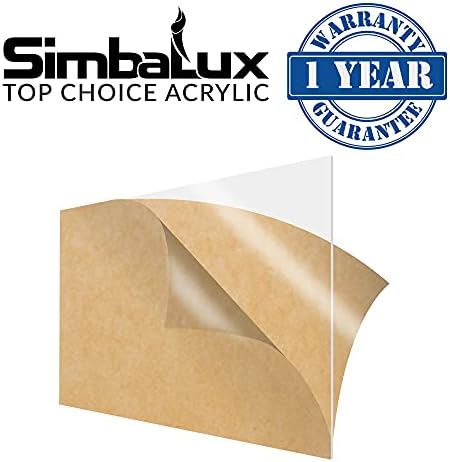 Simbalux Acrylic Shee גיליון צלול פרספקס 4 x 6 0.08 חבילה עבה של 5 לוח זכוכית פלסטיק פלסטיק