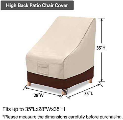 כיסוי כיסא כיסא פטיו גב גבוה, כיסויי כיסא חיצוניים אטומים למים, כיסויי כיסא כבדים 600D כבדים גב גב גבוה