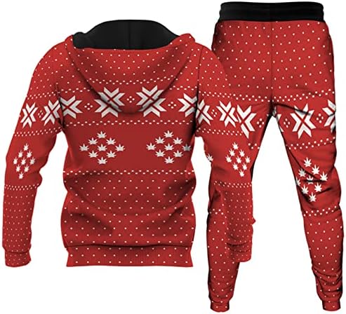 URVIP UNISEX 3D מודפס לחג המולד קפוצ'ון למבוגרים מזדמנים שני חתיכות סווטשירטס סווטגרטס מכנסי