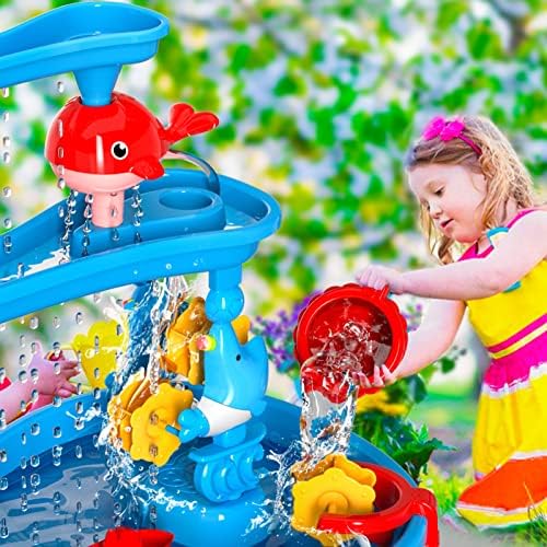 ילדים חול מים שולחן צעצועים לפעוטות, 3 קומות חיצוני חול ומים לשחק שולחן צעצועים לפעוטות ילדים, מים