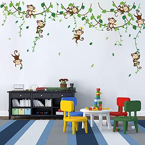 דקלמיל קוף טיפוס עץ קיר מדבקות ג ' ונגל חיות קיר מדבקות ילדים חדר תינוק משתלת חדר שינה קיר תפאורה