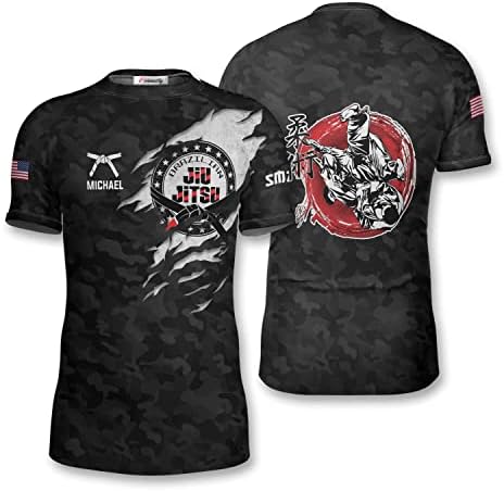 Primesty Bjj Jiu Jitsu Rash Guard-חולצת דחיסת שומר פריחה קצרה בהתאמה אישית עבור No-Gi & MMA, Size XS-3XL