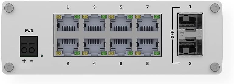 Teltonika TSW210000000 מתג תעשייתי לא מנוהל, בית אלומיניום מחוספס, 2 x יציאות SFP לתקשורת סיבים