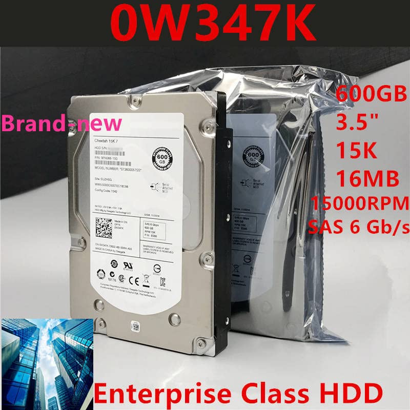 Midty HDD עבור 600 ג'יגה -בייט 3.5 SAS 6 GB/S 16MB 15000RPM עבור HDD פנימי עבור שרת HDD עבור 0W347K W347K ST360005SSSSS