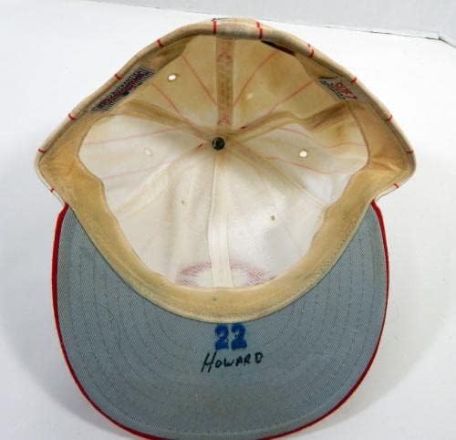 1993-96 סינסינטי אדומים תומאס האוורד 22 משחק השתמש בכובע לבן 7 DP22662 - משחק כובעי MLB