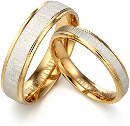מזל תאומים חינם לחרוט את החתן והכלה שלו 18 קראט זהב צהוב עמ ' התאמת טבעת זוג לחתונה ליום נישואין,