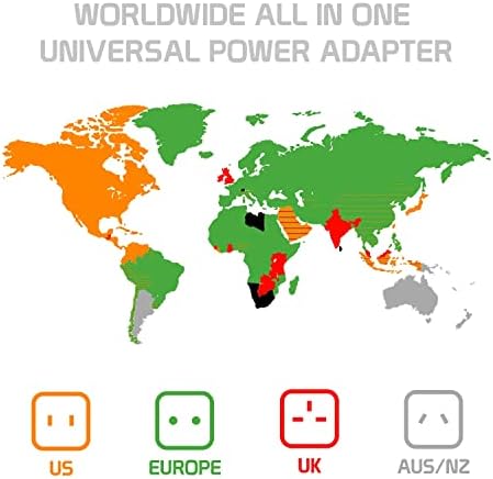 Travel USB פלוס מתאם כוח בינלאומי תואם ל- Alcatel Onetouch Pop C2 עבור כוח ברחבי העולם לשלושה