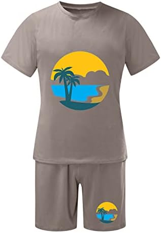גברים חליפות גברים קיץ תלבושת חוף קצר שרוול מודפס חולצה קצר חליפת חולצה מכנסיים חליפה עם כיסים