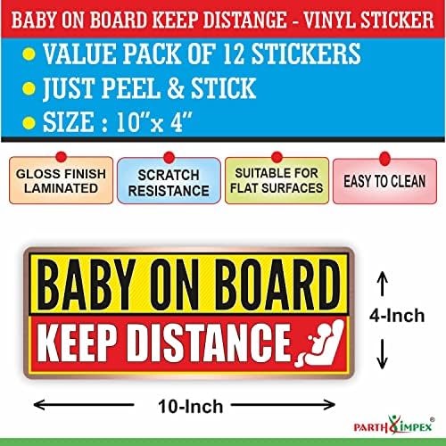 מדבקת תינוק על סיפון - 4 x 10 גדול שמור מרחק אזהרת מרחק שלט פגוש פגוש רכב לרכב