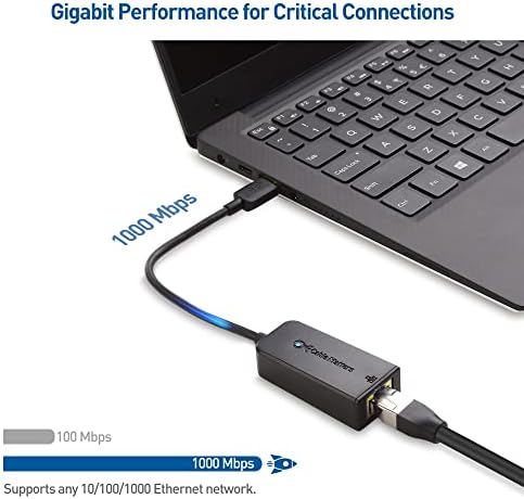 ענייני כבלים מצחיקים & הפעל USB למתאם Ethernet & Plug & Play USB C למתאם Ethernet בשחור