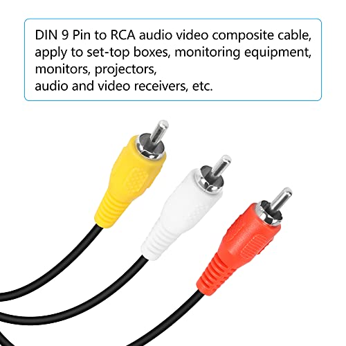 Riieyoca DIN 9 PIN ל- RCA AUDIO כבל מורכב וידאו, תקע זכר בן 9 סיכות ל -3 כבל חוט חיבור AV STEREO