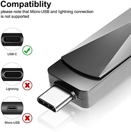 כונן הבזק USB C, Miaguroo 2 ב 1 OTG מסוג C כונן הבזק, מקל זיכרון USB C 64GB C, כונן קפיצת מתכת, כונן