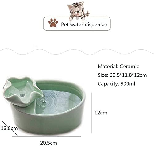 מזרקת חיות מחמד מתקן מים לחיות מחמד קערת מים קרמיקה מחזור מחזור נובע פילטר פחמן, אולטרה-קוואטי לכלבים,
