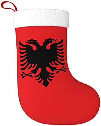QG ZZX גרבי חג המולד עם דגל שרוול קטיפה סופר -קטיפה סופר רך של גרבי חג המולד של אלבניה חג המולד גרב