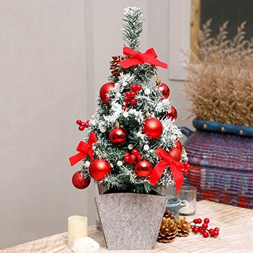 עץ חג המולד של UXZDX MINI עם אורות אביזרים קטנים פעמוני קשת מתנות לחרוט אורן קישוטי ראש השנה שולחן העבודה