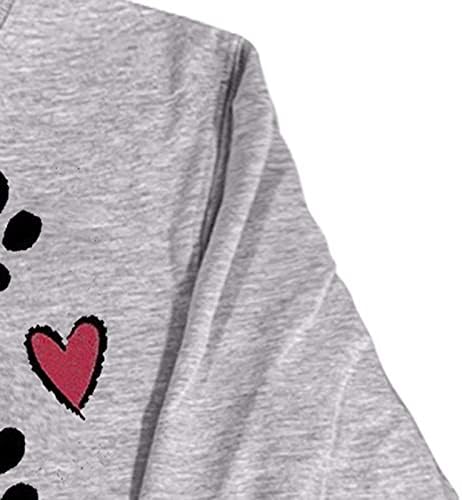 אהבה כלב לב הדפסת סווטשירטים נשים סוודר שרוול ארוך צמרות סוודר חולצה מזדמן